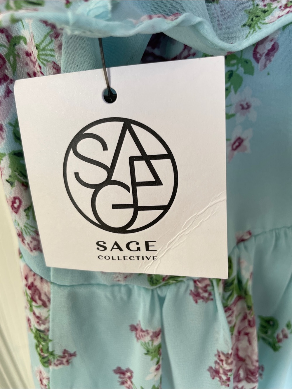 NWT Sage Collective Blue Floral Flutter Sleeve Dress 12 - Picture 6 of 12